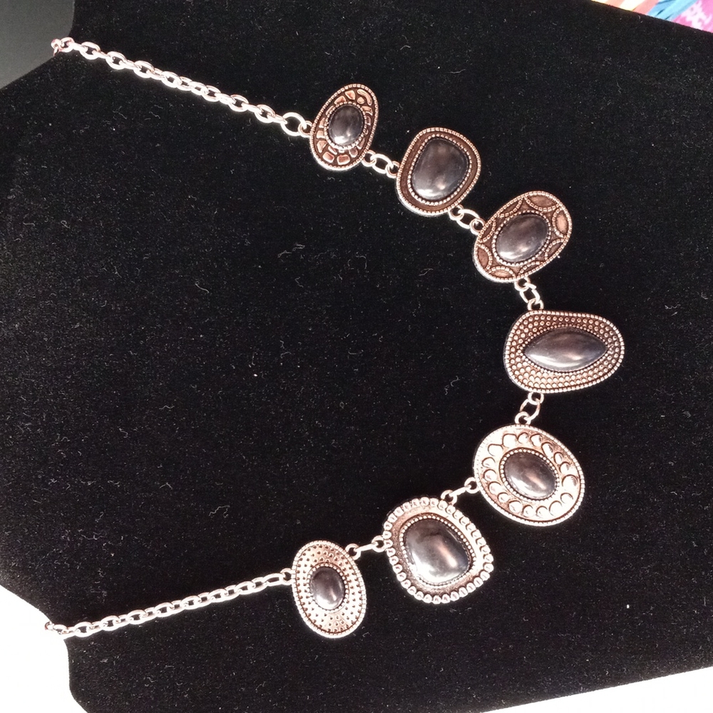 Artisan black stone necklace